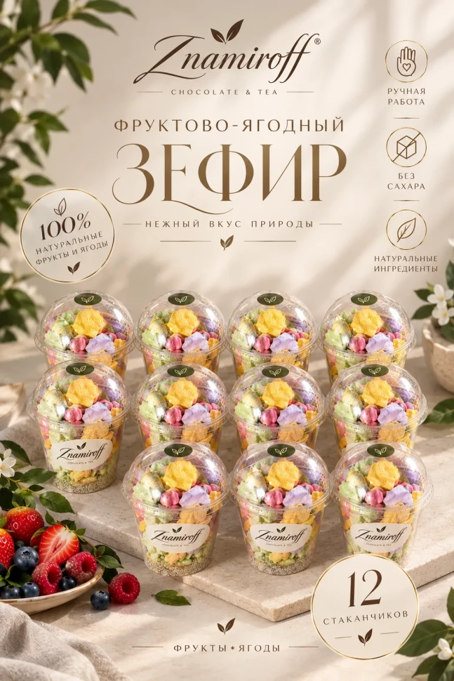  Зефир в стаканчиках без сахара(коробка 12шт по 100гр) в Ейске