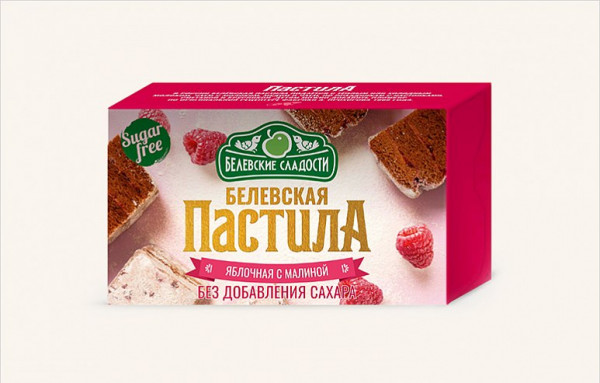 №2 Пастила  200г диетическая с МАЛИНОЙ, НОВЫЙ ФОРМАТ (4*50г)   в Ейске